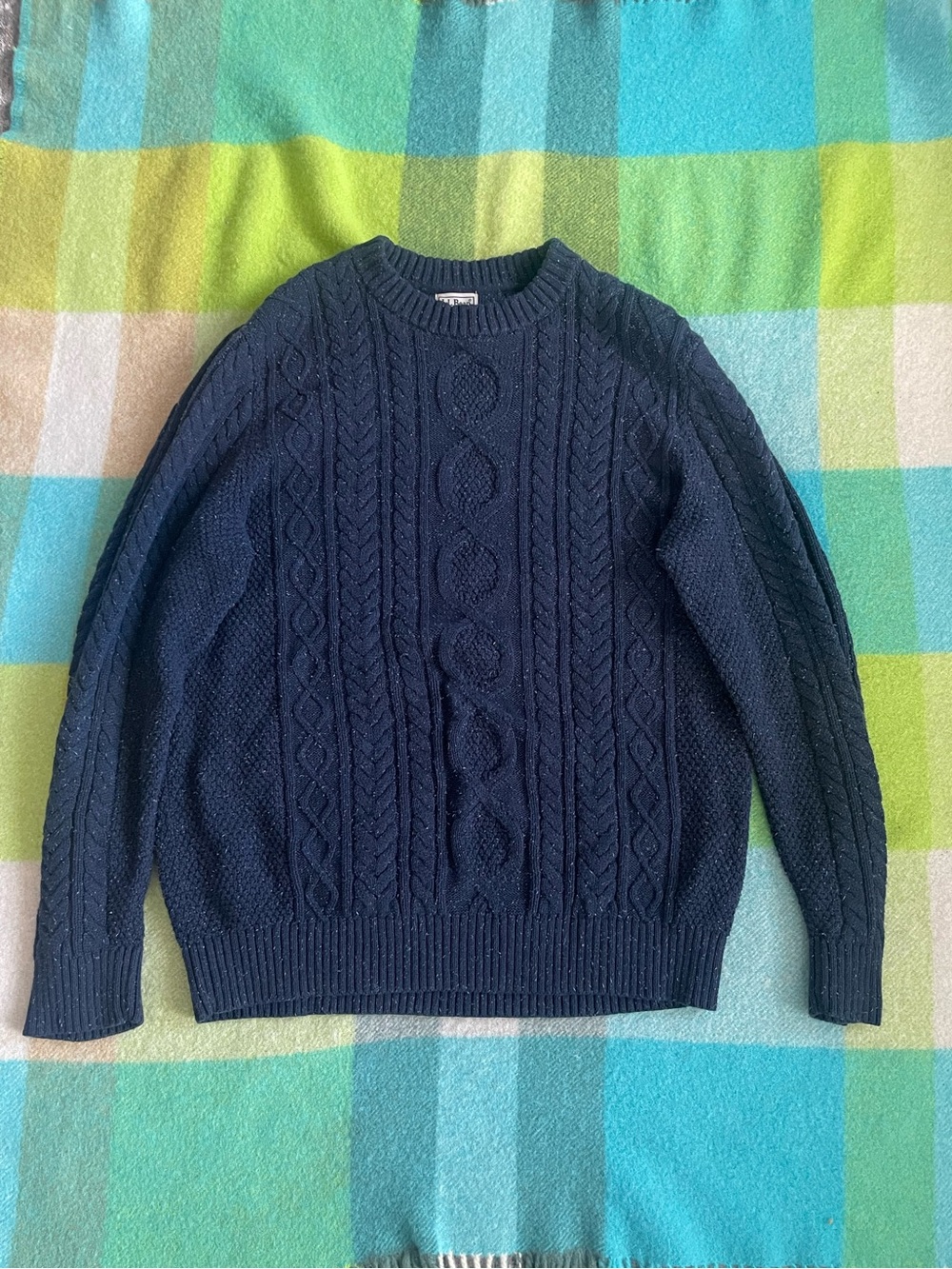 L.L.Bean Heritage Soft Cotton Fisherman Sweater Navy Cable Knit Men’s